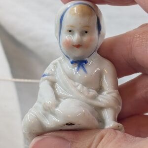 Antique German Bisque Porcelain Piano Baby Doll Unique Pose